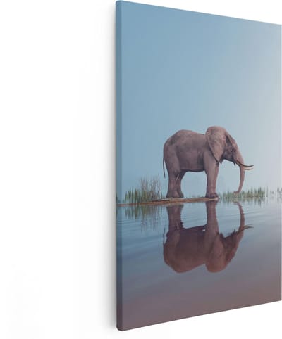 Artaza Canvas Schilderij Olifant - 80x120 cm - Groot - Wanddecoratie Dieren - Muurdecoratie Woonkamer - Schilderijen Op Canvas Afrika