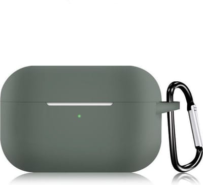 KELERINO. Siliconen Case geschikt voor Apple AirPods Pro - Met Haak - Donker Groen