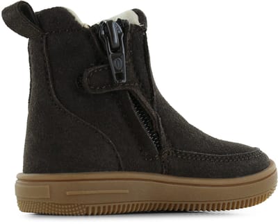 Go Banana's Donkerbruine Chelseaboot - Veterschoen Kind - Unisex - Dark Brown - Microfiber Suède - Maat 19