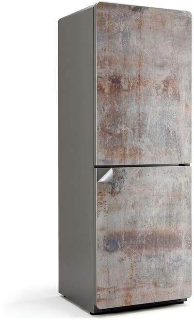 Wallfluent Koelkaststickers - Ruwe betontextuur Koelkast Folie - 70 cm x 190 cm - Grijs Koelkaststickers - Koelkast Wrap - Stijlvolle Koelkast Stickers - Waterdichte Koelkast Sticker - Koelkast Design