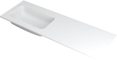 INK Faktor Wastafel Polystone Links Zonder Kraangat - 1400x450x15 mm - Mat Wit