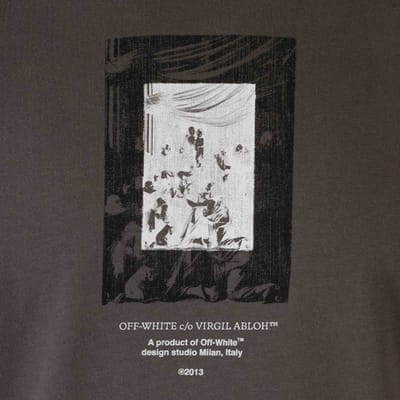Gebroken witte verfspiegellogo slim-fit grijs T-shirt