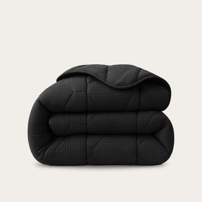 HappyBed Dekbed zonder overtrek 240x200 - 100% Katoen - Wasbaar Dekbed - Bedrukt dekbed zonder hoes - Hoesloos Dekbed - Lits Jumeaux - Black