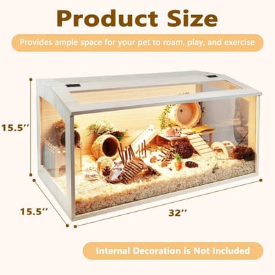 Hamsterkooi - Kleine dieren habitat - Veilige leefomgeving - Kauwbestendig hout - 81x41x41 cm - Natuurlijk hout