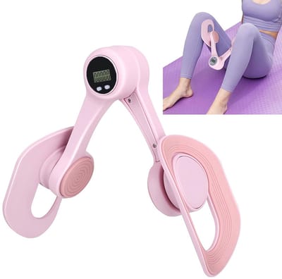 Bekkenbodem- en binnendijbeentrainer – Verstelbaar met teller – Dijbeentrainer – Herstel na de bevalling – Kegel – Weerstandstrainer – Unisex – PP-materiaal – Roze