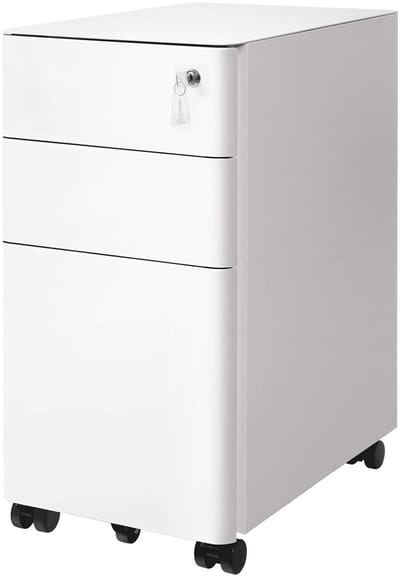 MIRA Home - archiefkast - mobiele archiefkast - wit - staal - 30x46x59,2