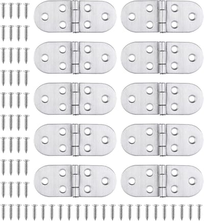 Set van 10 roestvrijstalen scharnieren met schroeven, duurzame twee-blad scharnieren voor deuren, ramen en kasten