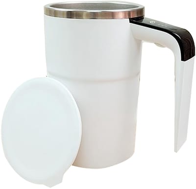 Kopjes - zelfroerende mok - Zelfroerende koffiemok - magnetische roerbeker - oplaadbare - met LCD-scherm - voor - koffie - thee - warme chocolademelk - 350 ml - wit