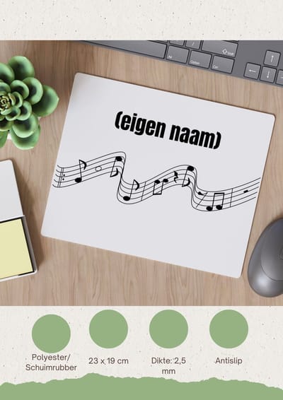 Akyol - muzieknoten met eigen naam Muismat - Muzieknoot - muziek liefhebbers - iemand die houdt van muziek - verjaardag - cadeau - kado - 23 bij 19 cm