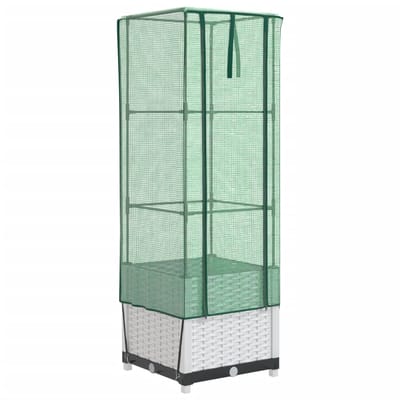 vidaXL - Plantenbak - verhoogd - met - kashoes - 40x40x139 - cm - rattanlook