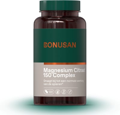 BONUSAN Magnesium Citraat 150 Complex – 120 Tabletten – Magnesiumcitraat – Met Actieve B6 – Goed Voor Spieren, Energie en Zenuwstelsel