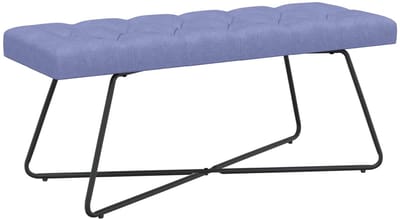 vidaXL - Bank - met - knopen - tufting - Jeans - Blauw - 110 - x - 40 - x - 46 - cm - Stof