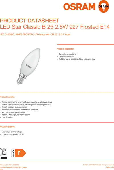 Osram LED spot LED Comfort candle frosted 245lm 2.8W/927 (25W) E14