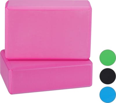 yogablok - set van 2 - foam - antislip - 8 x 23 x 15 cm - roze