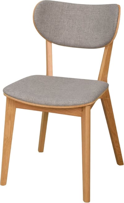 Rowico Home Kato Eikenhouten Eetkamerstoel Naturel - Met Lichtgrijze Zitting - Hout - Stof - Scandinavisch