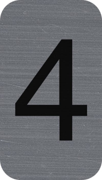 Exacompta Zelfklevend plaatje in imitatie aluminium Cijfer 4 - 2,5x4,4 cm - Grijs - 67184E