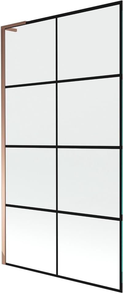 Mexen Next L badwand scherm 1-delig 100 x 150 , zwart raster, roze goud - 895-100-000-03-77-60