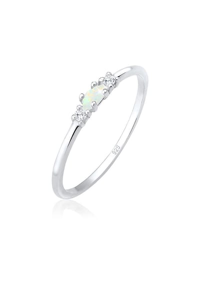 Elli - Ring - Dames Vintage met Zirkonia Kristallen en Opaal in 925 Sterling Zilver Verguld - Dames