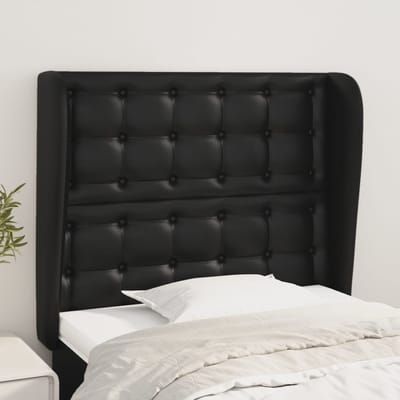 vidaXL - Hoofdbord - met - randen - 83x23x118/128 - cm - kunstleer - zwart