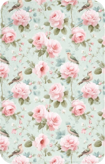 WC mat 50x80 cm - Antislip - Rozen - Vogels - Pastel - Kleurrijk - Toiletmat - Vloermat - Douchemat - Toilet tapijt - Toiletmatten