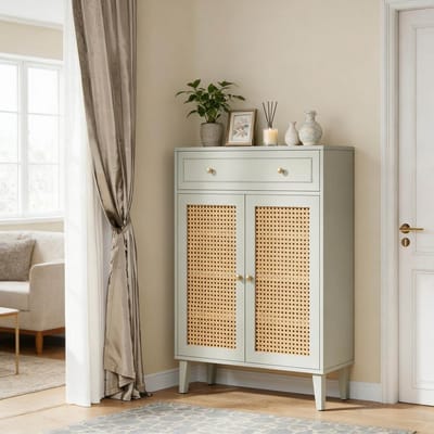 HAUSS SPOLE Schoenenkast - Verstelbare Planken En Lade - Voor Hal En Entree Met Dubbele Deuren - MDF - 80 x 40 x 111 Cm - Mintgroen