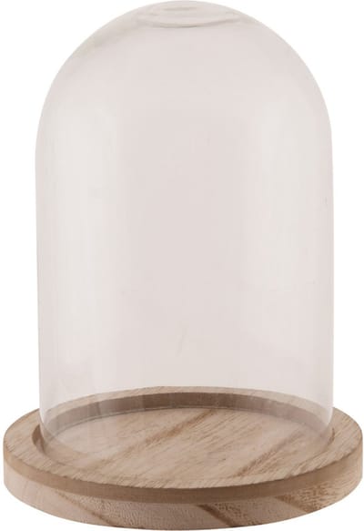 Dijk Natural Collections stolp - glas - houten bruin plateau - D12 x H13 cm