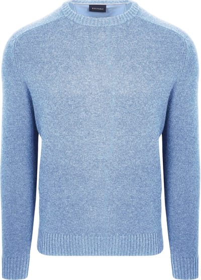 Suitable Lamswol Trui Ronde Hals Lichtblauw - Maat M - Heren - Pullover - Sweater