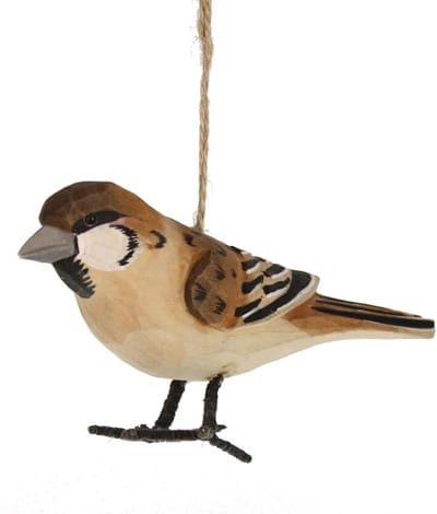 Ornament Mus bruin/zwart hout 14x3,5x6,5cm
