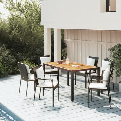 vidaXL - 5-delige - Tuinset - met - kussens - poly - rattan - zwart