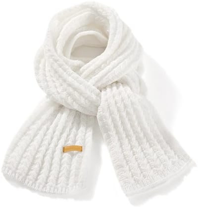 Damessjaal - Warm en dik - Gebreide sjaal - Elegante effen kleur - Handgebreide sjaal - Warme damessjaal - Extra dik en winddicht - Nekwarmer voor dames - Geschikt voor wandelen in de buitenlucht - Skiën - Fietsen - Wit - 160*22cm