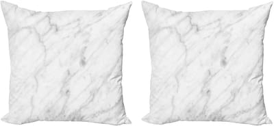 ABAKUHAUS Marmeren Decoratieve Kussenhoes, Set van 2, Carrara Organische Tegel, 40x40 cm, Wit, Grijs, Zand