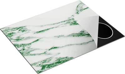 Chefcare Inductie Beschermer Groene Marmer met Wit - 77x59 cm - Afdekplaat Inductie - Kookplaat Beschermer - Inductie Mat