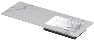 INK Post Wastafel Keramische Slab Envelop Bak Rechts met 1 Kraangat - 1200x450x10 mm - Statuario Glans