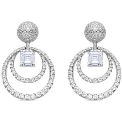 Luxenter Oorbellen van 925 sterling zilver met glanzende zirkonia, afgewerkt met rhodium - Metrih