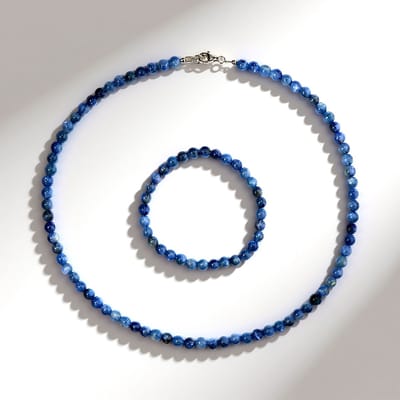 Cavill - Zilveren Sieradenset - 925 Sterling Zilver Gerhodineerd - Nepal Blauwe Kyaniet 1.69 ct - Ketting 45cm & Armband 18cm
