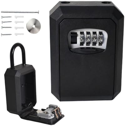Dailygoods - Colexy Sleutelkluis, sleutelkluis voor wandmontage, sleutelsafe met code, sleutelsafe voor sleutels, voor thuis, garage, kantoor, buiten, zwart