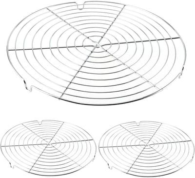 Allecto - Taartrooster - Taartkoeler - Gelijkmatig en snel bakken - Rond 30,5 cm - Zilver - Perfect voor taarten - 3 stuks