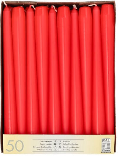 2x 50 Kandelaarkaarsen Ø 22 cm · 25 cm rood