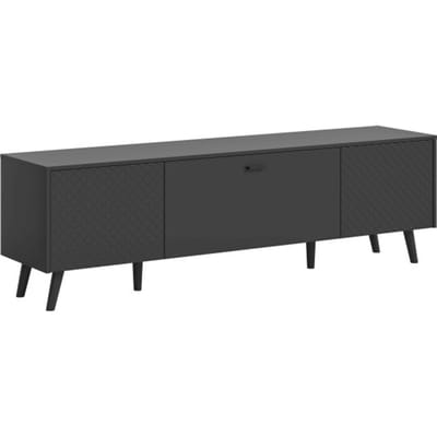 Linea TV Lowboard Grijs Mat MDF TZ Grijs Mat Melamine Zwart NB - 40x185x55cm