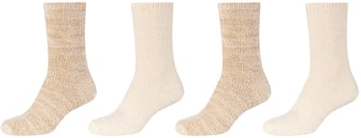 Camano Women Cosy Patterned Socks, 4-pack, warm, zachte teennaad, met cadeaulint, modieus, comfortabel, ideaal als cadeau, elegant, gezellig, zacht, veelzijdig, trendy, perfect voor elke gelegenheid, voor ontspannen dagen.