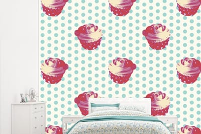 Behang - Fotobehang Patronen - Cupcake - Eten - Breedte 315 cm x hoogte 260 cm