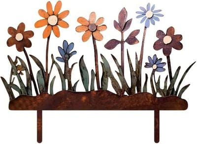 Metalen Tuinsteker - Bloemen Sierprikker - Tuin Decoratie - Roesteffect Design - 30 x 205 cm - Bruin