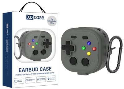 XDcase - hoesje geschikt voor Samsung Galaxy Buds4 / 4 pro soft case cover - grijs - TPU hoesje Beschermhoes - Samsung Galaxy Buds 4 / 4 Pro Cover - Buds4 hoesje - Retro Game Console Design