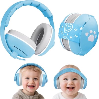 2-in-1 Oorkappen voor Baby's, 25 dB Geluidsbescherming, Hartvormige Hoofdtelefoon voor Kinderen, Geluiddemping en Gehoorbescherming tot 48 Maanden, Ideaal voor Geluidsgevoelige Kinderen