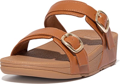 FitFlop Lulu Verstelbare Leren Slides BRUIN - Maat 40