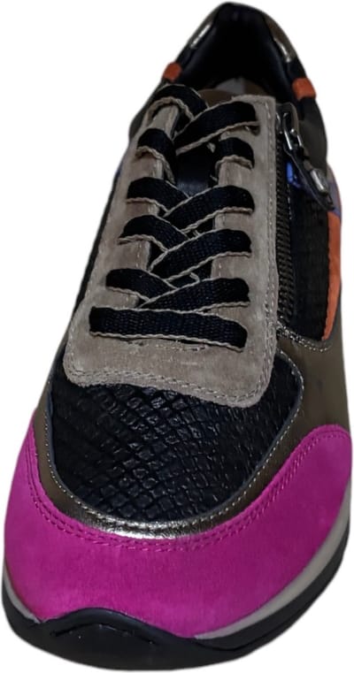 Helioform Combi Zwart fucsia, brons, blauw H sneaker (Maat - 7,5, Kleur - Zwart)