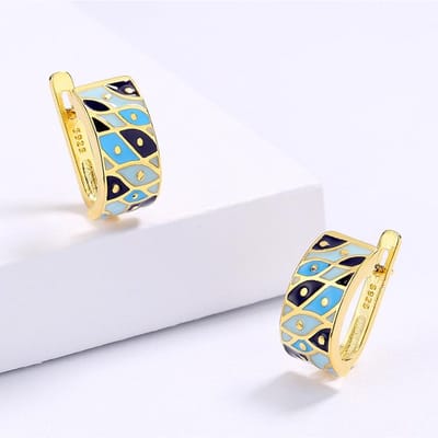 Literatuur en Kunst Retro Exotische Nationale Stijl Sieradenset Verfijnde Mode Persoonlijkheid Kleur Emaille Ring Oorbellen beige