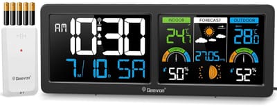 Draadloze Weerstation - Digitale Thermometer - Weersvoorspelling Binnen - Automatische Tijd Update - 3 Kanalen - Zwart