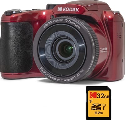 Kodak Pixpro AZ255 Camera, 16,35 MP, 25x zoom, Full HD, Rood - + 32GB geheugenkaart