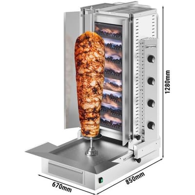 GGM Gastro Gas Lavastein Gyros-/ Dönergrill - 4 Brenner - max. 75 kg - inkl. 2 Schutzbleche